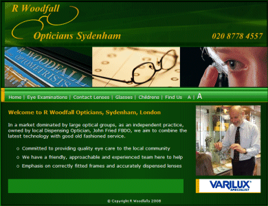 A screen shot from R Woodfalls Opticians